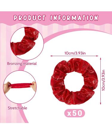 XunYee 50 Pcs Red Shiny Metallic Hair Scrunchies - Accessories for Girls & Women - Buy Online on GoSupps.com