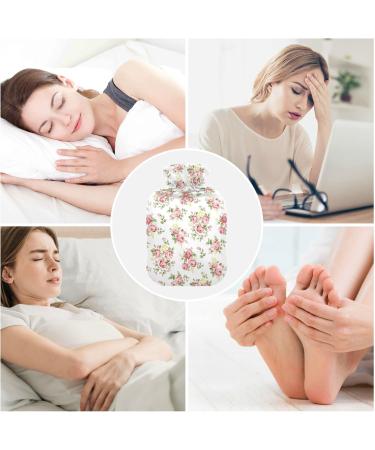 Hot Water Bottle 2L with Floral Cover - Pink Rose Pain Relief & Winter Hand Feet Warmer - Buy Online on GoSupps.com