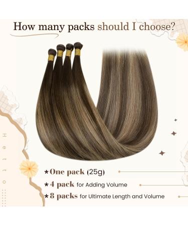 Shop Hetto Balayage Virgin Hair Extensions - Brown to Caramel Blonde #4/27/4 | 25g 45cm Real Hair Bundles - Buy Online on GoSupps.com
