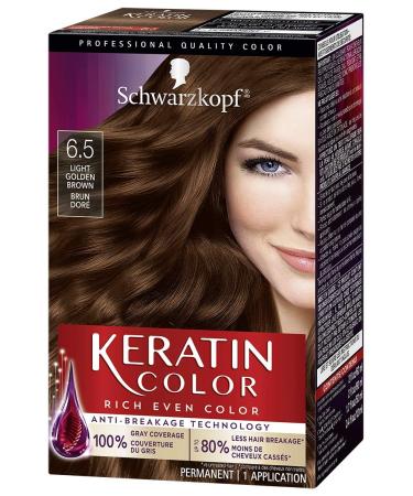 Schwarzkopf Keratin Color Anti-Age Hair Color Cream  6.5 Light Golden Brown (Packaging May Vary) 6.5 Light Golden Brown 1 Count (Pack of 1)