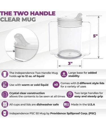 Independence 12oz 2-Handle Plastic Mug with 2 Style Lids - PSC 50 Spill-Resistant Adult Sippy Cup - 3 Count - Buy Online on GoSupps.com