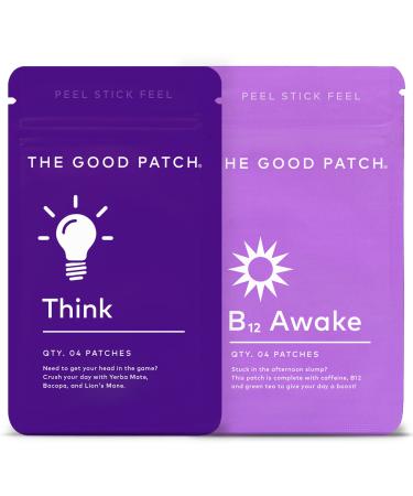 The Good Patch Weekday Hustle Duo - B12 Awake and Think Wellness Patches - Steady Release Plant Powered Support with Caffeine (8 Total Patches)