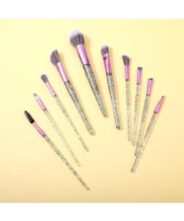 Buy Wllhyf 10-Part Glitter Crystal Brush Set | Professional Makeup Tools for Foundation Concealer Eyeshadow & More Bling Transparent Handle Green - Buy Online on GoSupps.com
