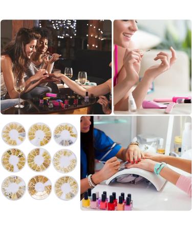 FRCOLOR Nail Art Accessories Nail Stickers 9 Boxes Nail Nail art Studs nail Rivets Studs gold nail studs Art Rivet 3D Nail Art Stickers Nail Accessories 6.8X6.8X0.8CM Gold Silver White - Buy Online on GoSupps.com