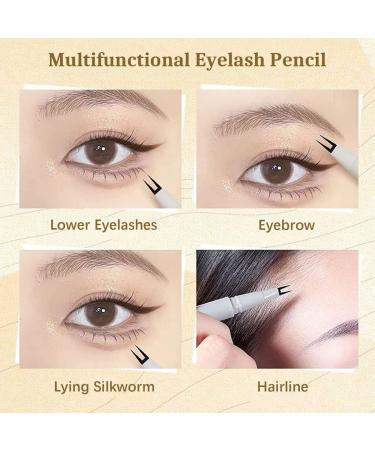DENGWANG Double Tip Lower Eyelash Pencil Two Prong Eyeliner Lower Eyelash Pen Waterproof Liquid Eyeliner Pen Super Slim Eye Liner Waterproof Eyeliner Pencil Smudge Proof (2PCS Brown+2PCS Black) - Buy Online on GoSupps.com