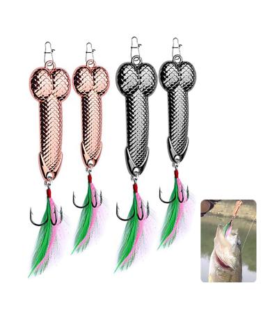 4PCS Fishing Lures Fishing Spoons,Special Shaped Hard Metal Sequin Fishing Jigs Baits,JoyFishing Spoof Gifts Wobble Feathers Fishing Hook for Freshwater Fishing Lovers Texture