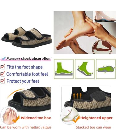 Extra Wide Diabetic Foot Shoes | Unisex Adjustable Slippers & Sandals for Swollen Feet Plantar Fasciitis Arthritis - Khaki 7.5 Women - Buy Online on GoSupps.com