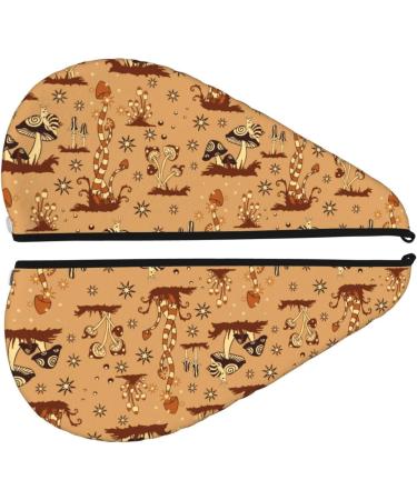 Buy Hair Towel Wrap - Quick Drying Hair Turban with Button | Soft & Absorbent (Brown Mushrooms) - International Shipping Available - Buy Online on GoSupps.com