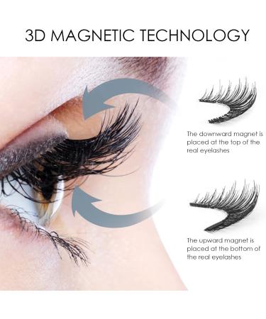 Magnetic Eyelashes False Eyelashes Kit No Glue 3D Magnetic Eyelashes with Applicator Natural Looking Fake Lashes Reusable & Quick & Easy - Black 2 Types Black(Magnetic Eyelashes) - Buy Online on GoSupps.com