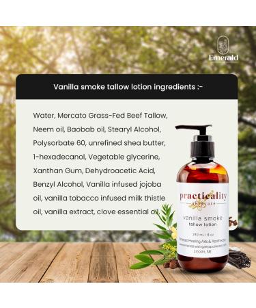Vanilla Smoke Tallow Lotion - Grass Fed Beef Tallow for All Skin Types | 8 Fl Oz - Nourish & Moisturize Your Skin - Buy Online on GoSupps.com