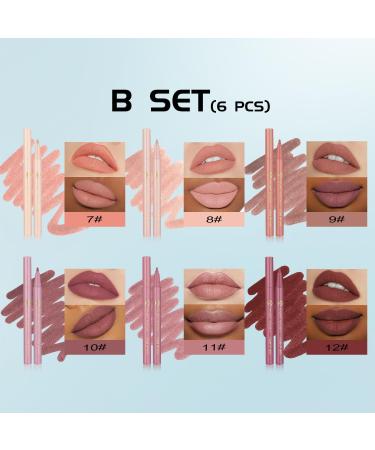 6PCS Nude Matte Liquid Lipstick & Lip Liner Set - Long-lasting Intense Colour for Women's Make-up (#B) - Buy Online on GoSupps.com