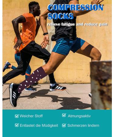 Blongw Men s Compression Stockings - 6 Pairs Knee Support Socks for Sports Travel & Flight | L-XL Assorted - Buy Online on GoSupps.com