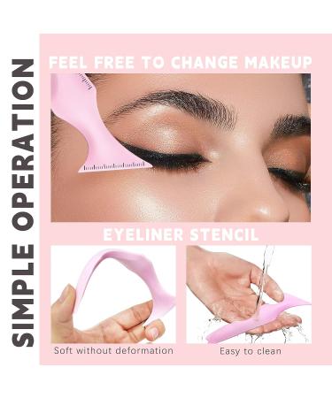 HOSAILY 5-in-1 Eyeliner Stencils - Multi-Purpose Silicone Makeup Tool for Winged Eyeliner, Defined Eyebrow, Eyelash, Face Contour, and Lip Line - Pink - Buy Online on GoSupps.com