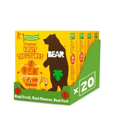 BEAR BEAR Tropical Fruit Treasures - Delicious Real Fruit - Ages 3+ - Healthy - 20g - Pack of 5