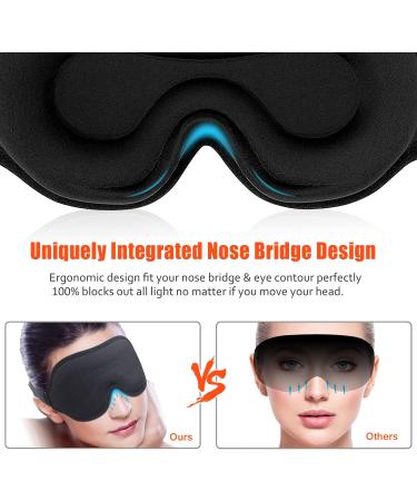 3D Contoured Sleep Eye Mask for Men Women - 100% Blackout Soft & Adjustable Blindfold for Sleeping, Travel, Nap & Yoga - Black - Buy Online on GoSupps.com