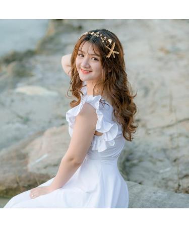 Lurrose Mermaid Seafish Wedding Hair Piece | Gold Bridal Headband & Hair Vines Accessories for Women - International Shipping Available - Buy Online on GoSupps.com