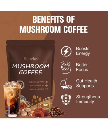 Mushroom Coffee Instant Mushroom Coffee Powder with 6 Adaptogenic Mushrooms (Cordyceps Lion s Mane Shiitake Turkey Tail) and MCT Oil for Better Energy Focus Immune Support - 30 Servings New Version 6.35 Ounce (Pack of  - Buy Online on GoSupps.com