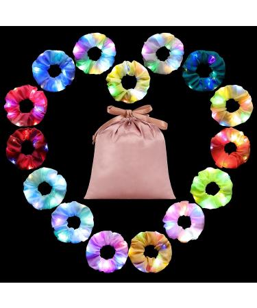 Luminous LED Hair Scrunchies - 15PCS Light Up Hair Bands for Women in Luxury Bag | Colorful Glow Hair Tie with Multi Light Modes - Fun Party Favors - Buy Online on GoSupps.com