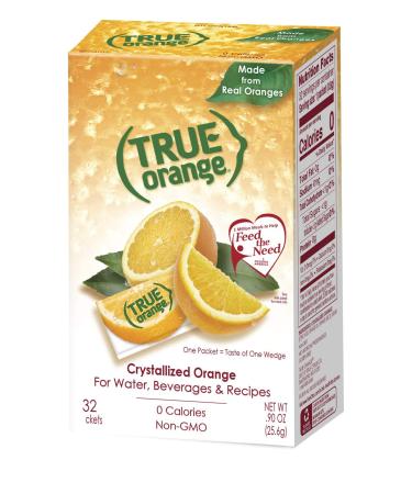 True Orange Water Enhancer, 32 Pack / Orange Wedge Substitute / Zero Calorie Water Flavoring / For Water, Baking, Cooking and More