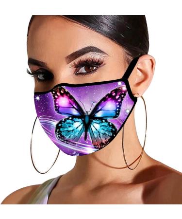 Riou Women's Butterfly Motif Face Mask & Scarf - Washable Fabric Mouth & Nose Protection | Multifunctional Stylish Accessory - Buy Online on GoSupps.com