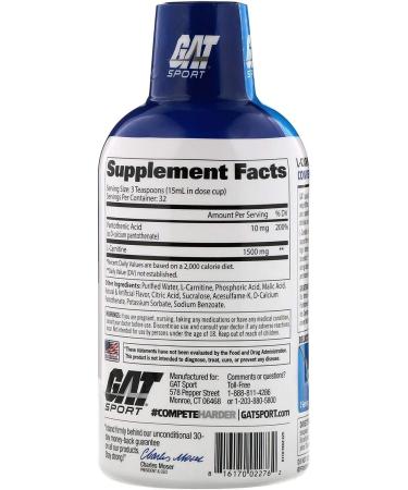 GAT Sport L-Carnitine Liquid 1500mg - Mixed Berry Flavor - 32 Servings - Buy Online on GoSupps.com