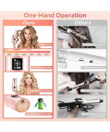 Upgraded Cordless Automatic Curling Iron - Portable Hair Curler with 6 Temperatures & Timers 5000mAh Rechargeable Battery - Buy Online on GoSupps.com