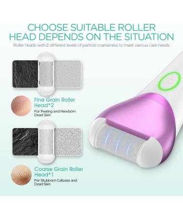 VOYOR Electric Foot File Hard Skin Remover Foot Rechargeable Callus Remover for Feet Pedicure Tools Foot Care for Dead Skin Calluses with 3 Replacement Rollers Pedicure CR300 (Purple) - Buy Online on GoSupps.com
