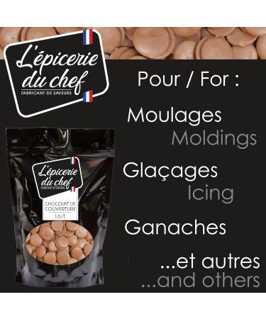 Epicerie du Chef Palets de Chocolat au Lait 500g - Chocolat de Couverture pour Desserts P tisseries G teaux Gla ages - Ingr dient 35% cacao minimum - EDC8633 500 g (Lot de 1) - Buy Online on GoSupps.com