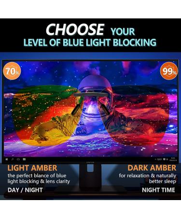 Clip-On Blue Light Blocking Glasses for Prescription - Fit Over for Men & Women - Dark Amber (99%) - Ideal for Computer TV & Gaming - Buy Online on GoSupps.com