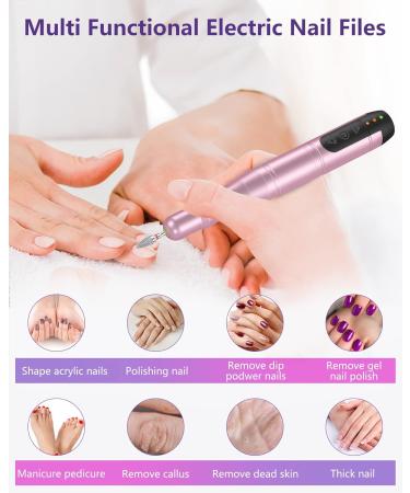 Buy SENMO Cordless Electric Nail Drill - Professional Rechargeable Nail File for Acrylic & Gel Nails - Portable Efile Nail Kit for Home Salon - Pink - Buy Online on GoSupps.com