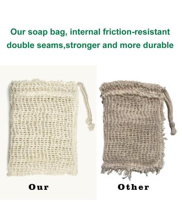 E-Know Natural Sisal Soap Bag 5 Pack - Zero Waste, Plastic-Free Soap Saver for Foaming, Drying, Massage & Peeling - Buy Online on GoSupps.com