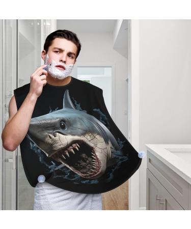 Shark Black Print Beard Bib Apron - Non-Stick Hair Catcher for Men | Perfect Shaving Gift | One Size - Buy Online on GoSupps.com