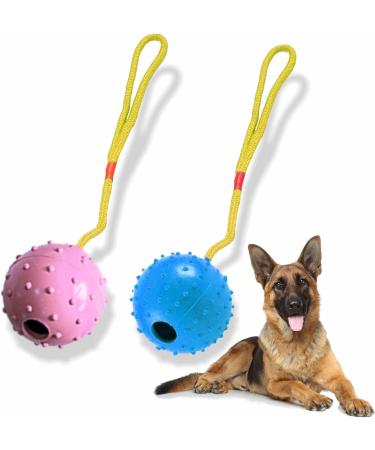 Ball On Rope Dog Toy Heavy Duty Pet Chew Rope Pimpled Ball Interactive Dog Pull & Tug Toy Studded Ball Tugger For All Dog Puppy Essentials Pet Accessories 40cm X 6.5cm Assorted Colours (Pack Of 1) - Buy Online on GoSupps.com
