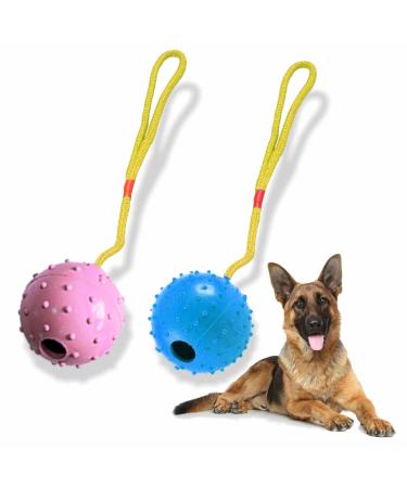 Ball On Rope Dog Toy Heavy Duty Pet Chew Rope Pimpled Ball Interactive Dog Pull & Tug Toy Studded Ball Tugger For All Dog Puppy Essentials Pet Accessories 40cm X 6.5cm Assorted Colours (Pack Of 1) - Buy Online on GoSupps.com