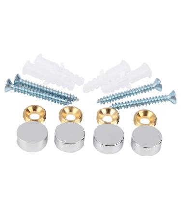 Mirror Screws Brass Cap Decorative Mirror Nails 0.6 Polished Chrome 4 Pack Circle:0.6