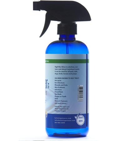 HighVibe Silver - 16 Oz Colloidal Silver Spray for Pets - 20 PPM Wound & Skin Treatment for Dogs, Cats, Birds, Horses - All Natural Healing for Pets & Owners - Buy Online on GoSupps.com
