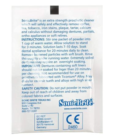 SonicBrite Dental Appliance Cleaning Powder Mint Flavor 6-Month Supply Gently Cleans Retainers Dentures Mouth Guards & Night Guards Easy-Mix Concentrate - Buy Online on GoSupps.com