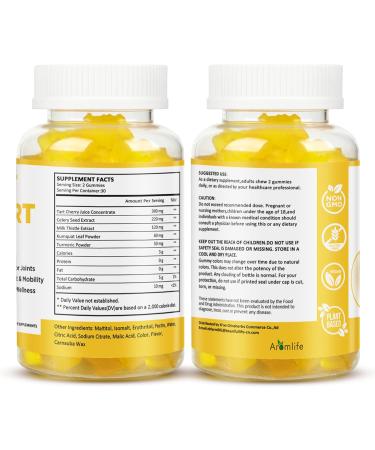 Aromlife Joint Strength Support Gummies for Comfort & Mobility Glucosamine-Free Joint Support Gummies with Tart Cherry & Turmeic 60 Count Plant-Based Vegan Joint Soothing for Men Women Flexibility - Buy Online on GoSupps.com