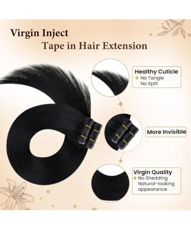 Hetto Real Hair Tape-In Extensions - Black 24 Inch 5Pcs 60cm | Premium Quality Lightweight & Seamless - Buy Online on GoSupps.com