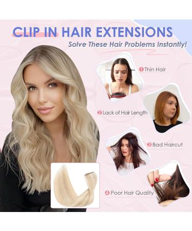 Elailite Clip in Hair Extension Real Human Hair Remy Natural Hair - 8 Pieces (Thin Weft) Full Head Straight - #18/613 Ash Blonde Mix Bleach Blonde - 10 Inch (50 g) 10 Inch (50 g) #18/613 Ash Blonde Mix Bleach Blonde - Buy Online on GoSupps.com