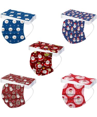 50Pcs Kids Christmas Disposable Face_Masks with Santa Elk Designs 3-Ply Breathable_Masks with Nose Wire for Holiday Party Color_i - Buy Online on GoSupps.com