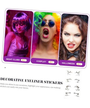 BIUDECO 4 Pairs Halloween Temporary Eyeliner Stickers Black Stickers Temporary Eye Makeup Decals - Buy Online on GoSupps.com