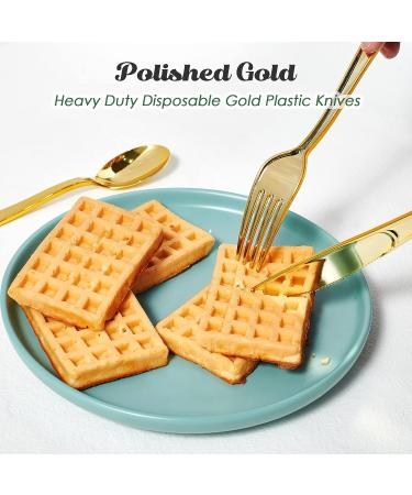 FOCUSLINE 300 Pack 6.8 Disposable Gold Plastic Spoons - Durable Cutlery for Catering, Parties, Weddings - Buy Online on GoSupps.com