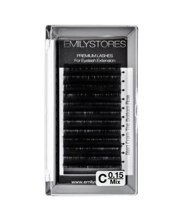 EMILYSTORES Eyelash Extensions 0.15mm Thickness C Curl Mixed 8-14mm Length Individual Volume Natural Eyelashes For Lash Extensions(0.15 C Mixed 8-14mm)