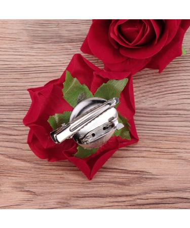 Red Rose Hair Clip Flower Hair Pin Fascinator Artificial Flower Brooch Hairpins Large Rose Red Hair Barrette for Women Girls - Buy Online on GoSupps.com