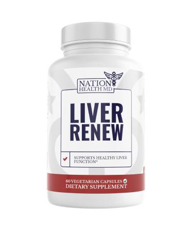 Liver Renew - Liver Cleanse Detox & Repair - Liver Support Supplement with Artichoke Extract Milk Thisle Dandelion and Turmeric (1 Bottle) 60 Count (Pack of 1)
