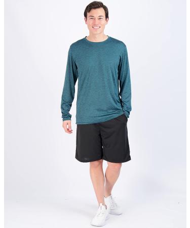 Men's 4 Pack Dry-Fit Long Sleeve Performance T-Shirt Set - UV Sun Protection, Moisture Wicking, Outdoor Active Crew Top - Large - Buy Online on GoSupps.com