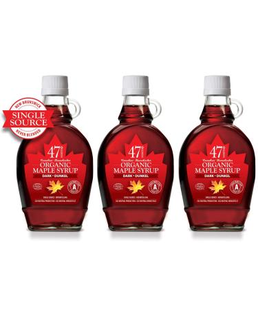 47 North Canadian organic ahorn syrup Dark Robust 3x 250g set single source grade A gluten -free vegan organic Maple Syrup strong taste for pancakes & more
