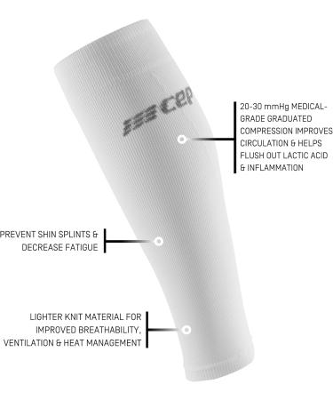 CEP Ultralight Calf Sleeves V3 for Women - White | Best Compression & Support for Active Lifestyle - Buy Online on GoSupps.com