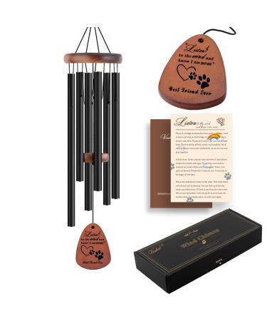 VENBEEL Pet Memorial Gifts, 28" Pet Memorial Wind Chimes, Dog Memorial Gifts, Pet Loss Gifts, Loss of Pet Sympathy Gift, Pet Remembrance Gift in Memory of Dog Cat Black